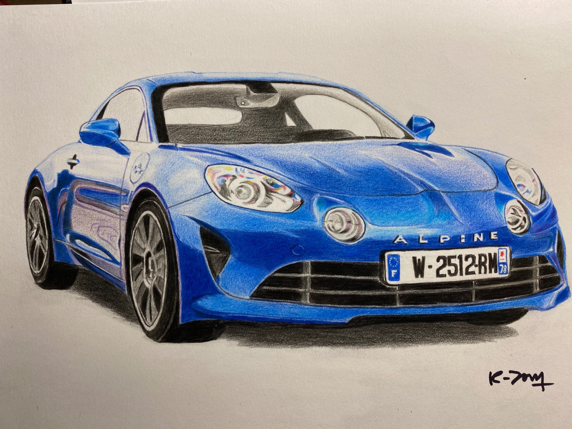 Alpine bleue — Crayons de couleur sur papier
